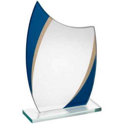 Picture of Jade Glass Curved Plaque With Blue~gold Highlights (4mm Thick)