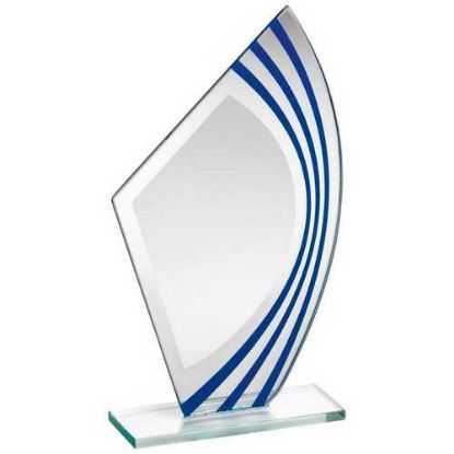 Picture of Jade Glass Sail Plaque With Blue~silv Highlights (4mm Thick)