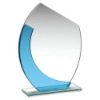 Picture of Jade|blue Glass Oval Plaque With Angled Top - (4mm Thick) 7in