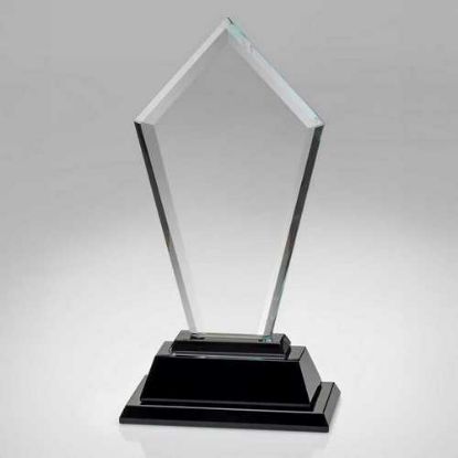 Picture of Clear Glass Tall Arrow Plaque On Black Base  (12mm Thick)