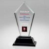 Picture of Clear Glass Tall Arrow Plaque On Black Base  (12mm Thick) - 16in