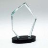 Picture of Clear Glass Offset Diamond Plaque On Black Base (15mm Thick) - 8.5in