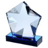 Picture of Xxx Clear Glass Pentagon Plaque With Star Detail On Black|Blue Base - 5.75in