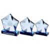 Picture of Xxx Clear Glass Pentagon Plaque With Star Detail On Black|Blue Base - 5.75in