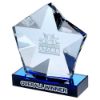 Picture of Xxx Clear Glass Pentagon Plaque With Star Detail On Black|Blue Base - 5.75in
