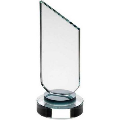 Picture of Clear Glass Plaque With Black Neck And Round Base - 6.25in