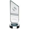 Picture of Clear Glass Plaque With Black Neck And Round Base - 7.5in