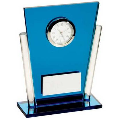Picture of Blue~clear Glass Tapered Clock