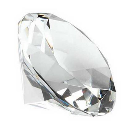 Picture of Clear Glass Diamond Shaped Paperweight In Box