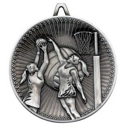 Picture of Netball Deluxe Medal Antique Silver