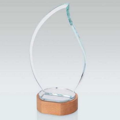 Picture of Clear Glass Flame On Light Wood Base (10mm Thick)