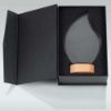 Picture of Clear Glass Flame On Light Wood Base (10mm Thick) - 9in