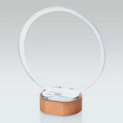 Picture of Clear Glass Circle On Light Wood Base (10mm Thick)
