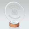 Picture of Clear Glass Circle On Light Wood Base (10mm Thick) - 8.75in