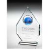 Picture of Clear Glass Diamond Plaque With Blue Globe -  (15mm Thick) 9in
