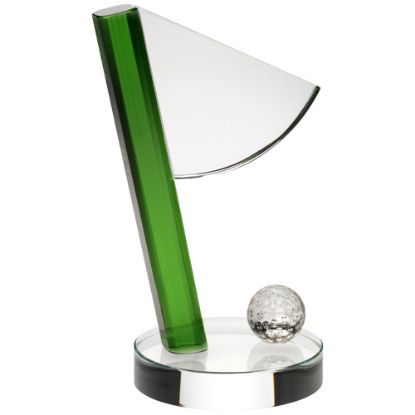 Picture of Xxx Clear|Green Glass Golf Flag And Ball Award - 6.25in