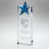 Picture of Clear Glass Wedge With Blue Glass Star - 9in