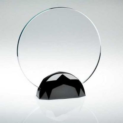 Picture of Clear Glass Round Plaque (10mm Thick) In Gun Metal Base