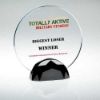 Picture of Clear Glass Round Plaque (10mm Thick) In Gun Metal Base - 7.25in