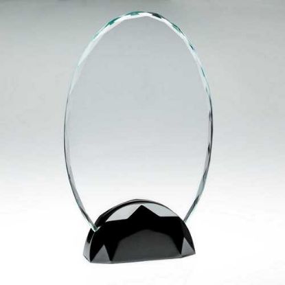 Picture of Clear Glass Oval Plaque (10mm Thick) In Gun Metal Base