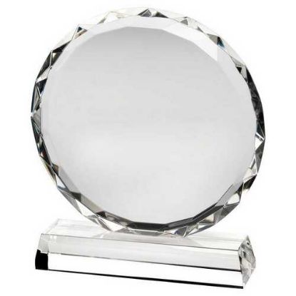 Picture of Clear Glass Circle With Faceted Edge On Base  (25mm Thick) - 10in