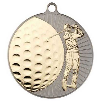 Picture of Large Golf Two Colour Medal Matt Silver~gold