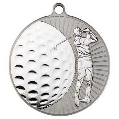Picture of Large Golf Two Colour Medal Matt Silver~silver