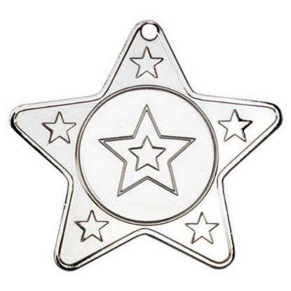 Picture of Star Shaped Medal With 5 Mini Stars (1in Centre) Silver