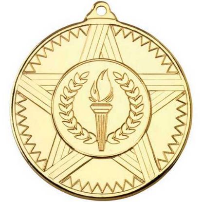 Picture of Striped Star Medal (1in Centre) Gold