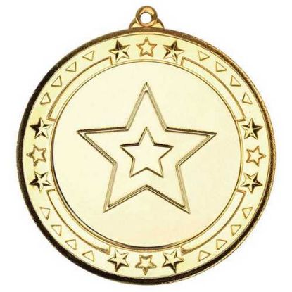 Picture of Tri Star Medal (2in Centre) Gold