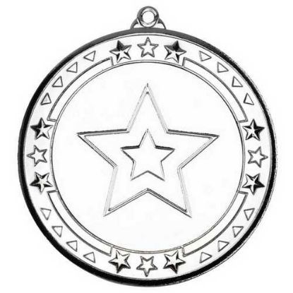 Picture of Tri Star Medal (2in Centre) Silver