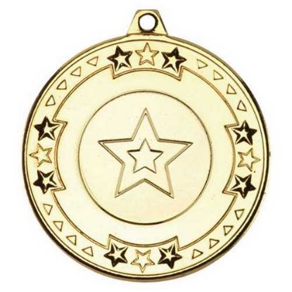 Picture of Tri Star Medal (1in Centre) Gold