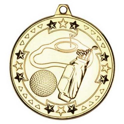 Picture of Golf Tri Star Medal Gold