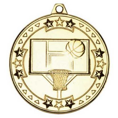 Picture of Basketball Tri Star Medal Gold