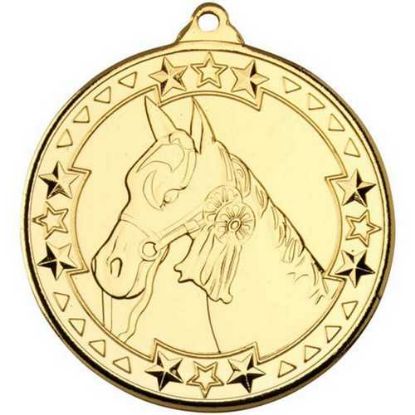 Picture of Horse Tri Star Medal Gold