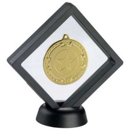 Picture of Black~clear Plastic Medal Box With Stand (For 50mm Medal)