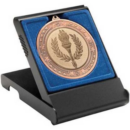 Picture of Black Medal Box Large (50~60~70mm Recess Blue Insert)