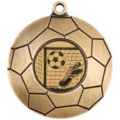 Picture of Domed Football Medal (1in Centre) Antique Gold
