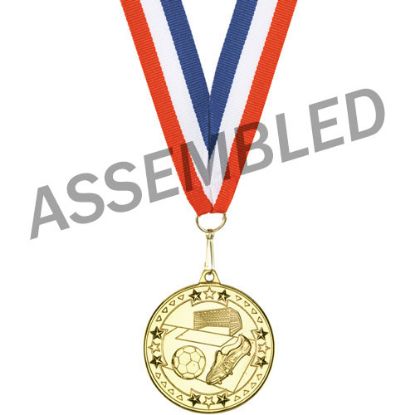 Picture of R~w~b Ribbon With Football Tri Star Medal Assembly Gold