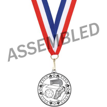 Picture of R~w~b Ribbon With Football Tri Star Medal Assembly Silver