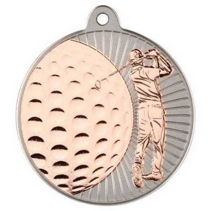 Picture of Golf Two Colour Medal Matt Silver~bronze