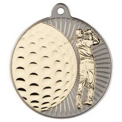 Picture of Golf Two Colour Medal Matt Silver~gold