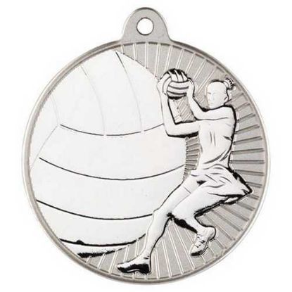 Picture of Netball Two Colour Medal Matt Silver~silver