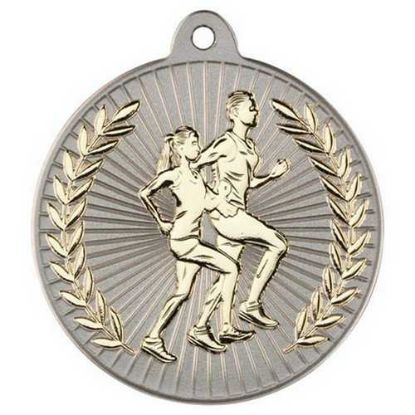 Picture of Running Two Colour Medal Matt Silver~gold