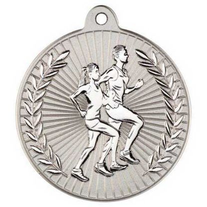 Picture of Running Two Colour Medal Matt Silver~silver