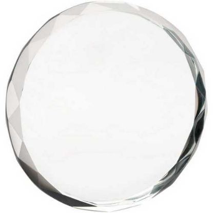 Picture of Clear Glass Round Paperweight With Faceted Edge (19mm Thick)