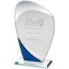Picture of Jade Glass Curved Plaque With Blue|silver Detail (4mm Thick) - 6.5in