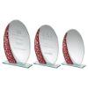 Picture of Jade Glass Oval Plaque With Red|silver Star Design (4mm Thick) - 7.25in