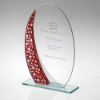 Picture of Jade Glass Oval Plaque With Red|silver Star Design (4mm Thick) - 7.25in