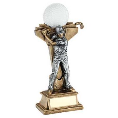 Picture of Brz|pew Male Golf Figure With Ball On Backdrop - 9.5in